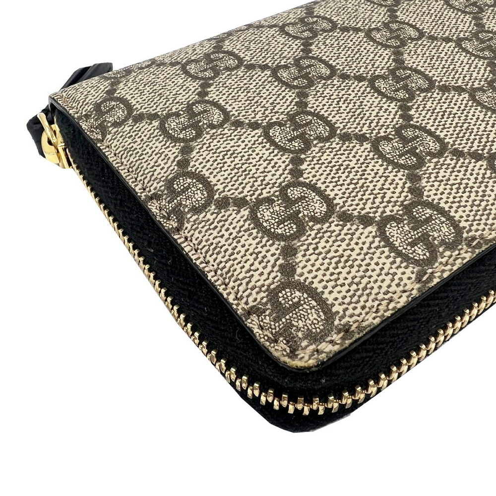 GUCCI GG Supreme Zip Around Long Wallet Brown Beige Tan the - Picture 6 of 8